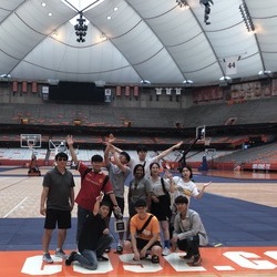 Students at Syracuse University's Carrier Dome.